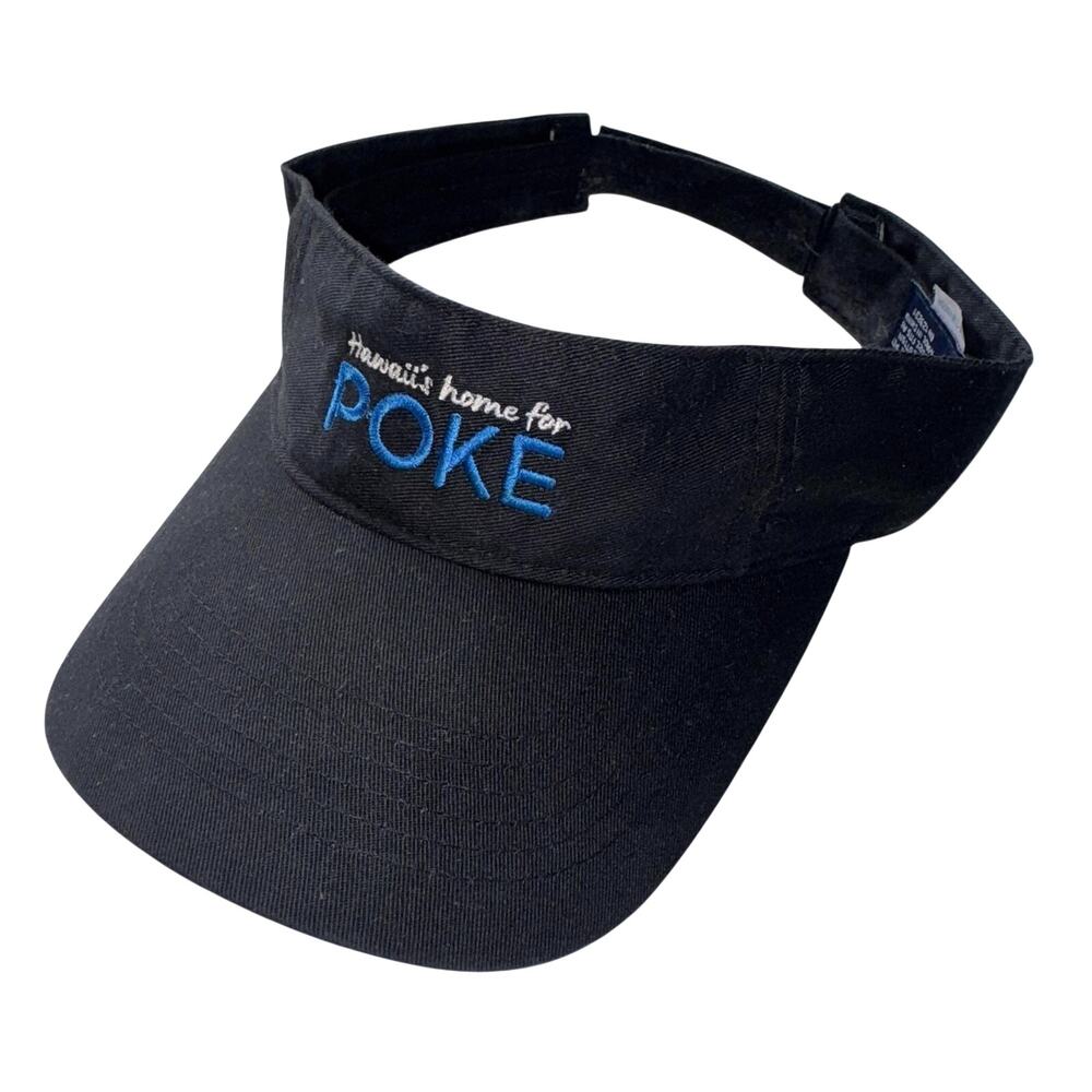HAWAII POKE HOME FOR POKE VISOR HAT BLACK ADJUSTABLE EMBROIDERED CAP